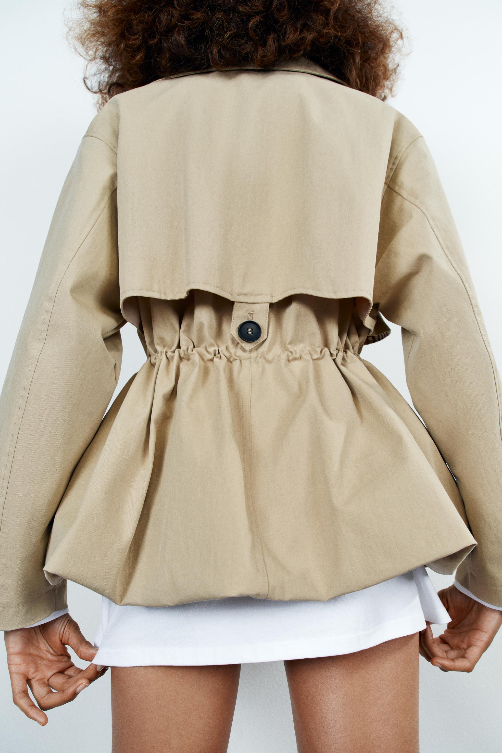 DOUBLE-BREASTED DRAWSTRING TRENCH JACKET
